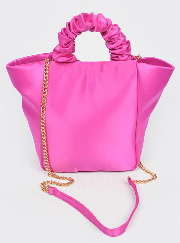 Pink Satin Tote Crossbody Handbag for Women