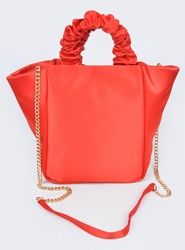 Red Satin Tote Crossbody Handbag for Women